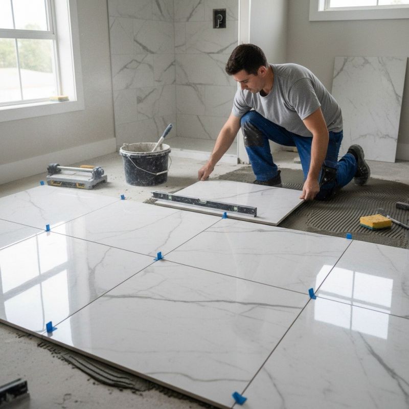 White Marble Tile Installation